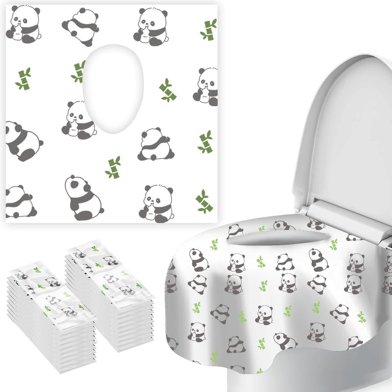 dlnope Store Upgraded Disposable Toilet Seat Covers (20 Pack) - Waterproof, Cute Panda Print, Travel-Friendly Individual Packs, Suitable for Kids & Adults, Perfect for Toddlers’ Potty Training in Public Restrooms - Image 1